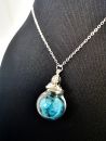Glaskugel mit Hortensie silber