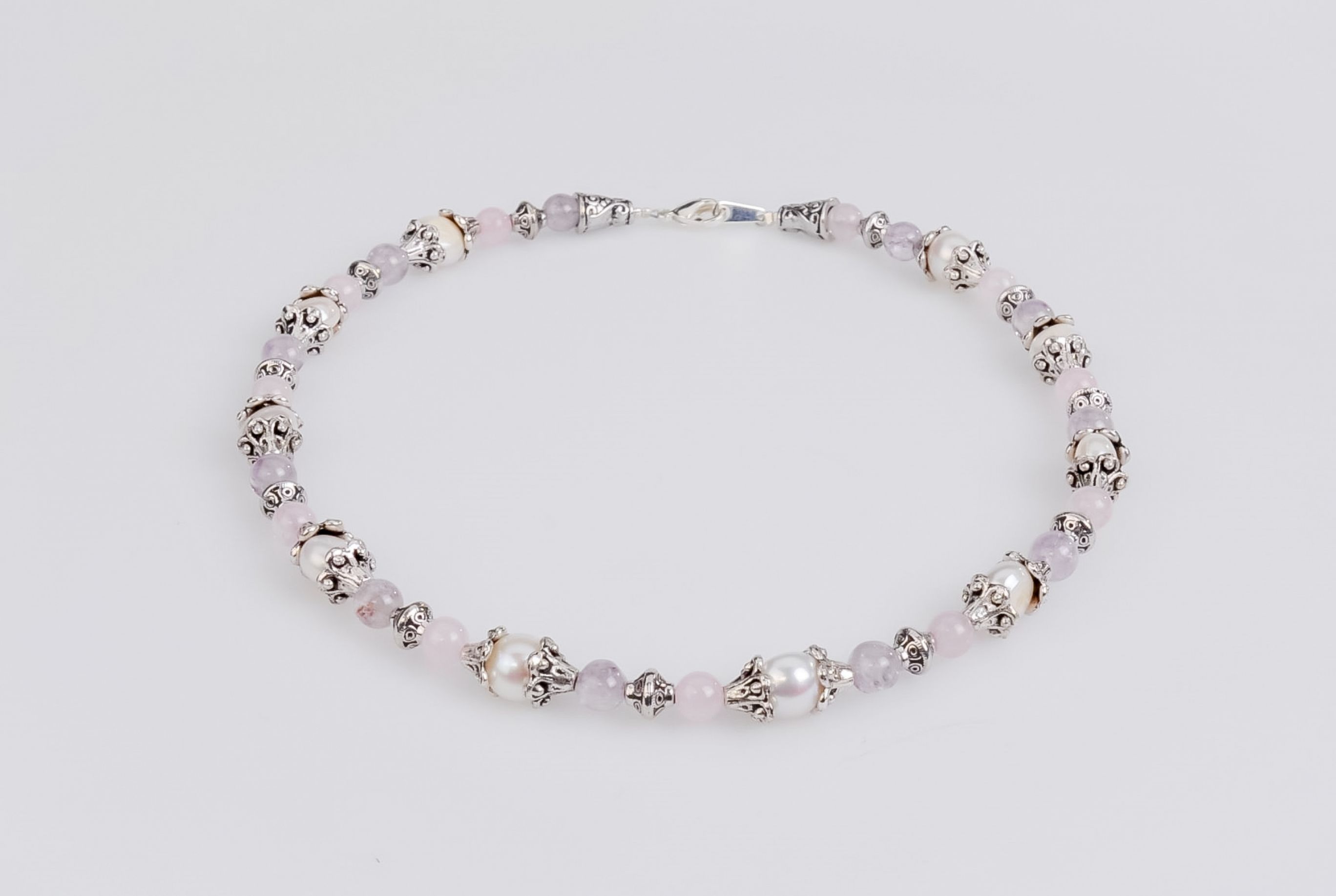 Kette Amethyst und Rosenquarz
