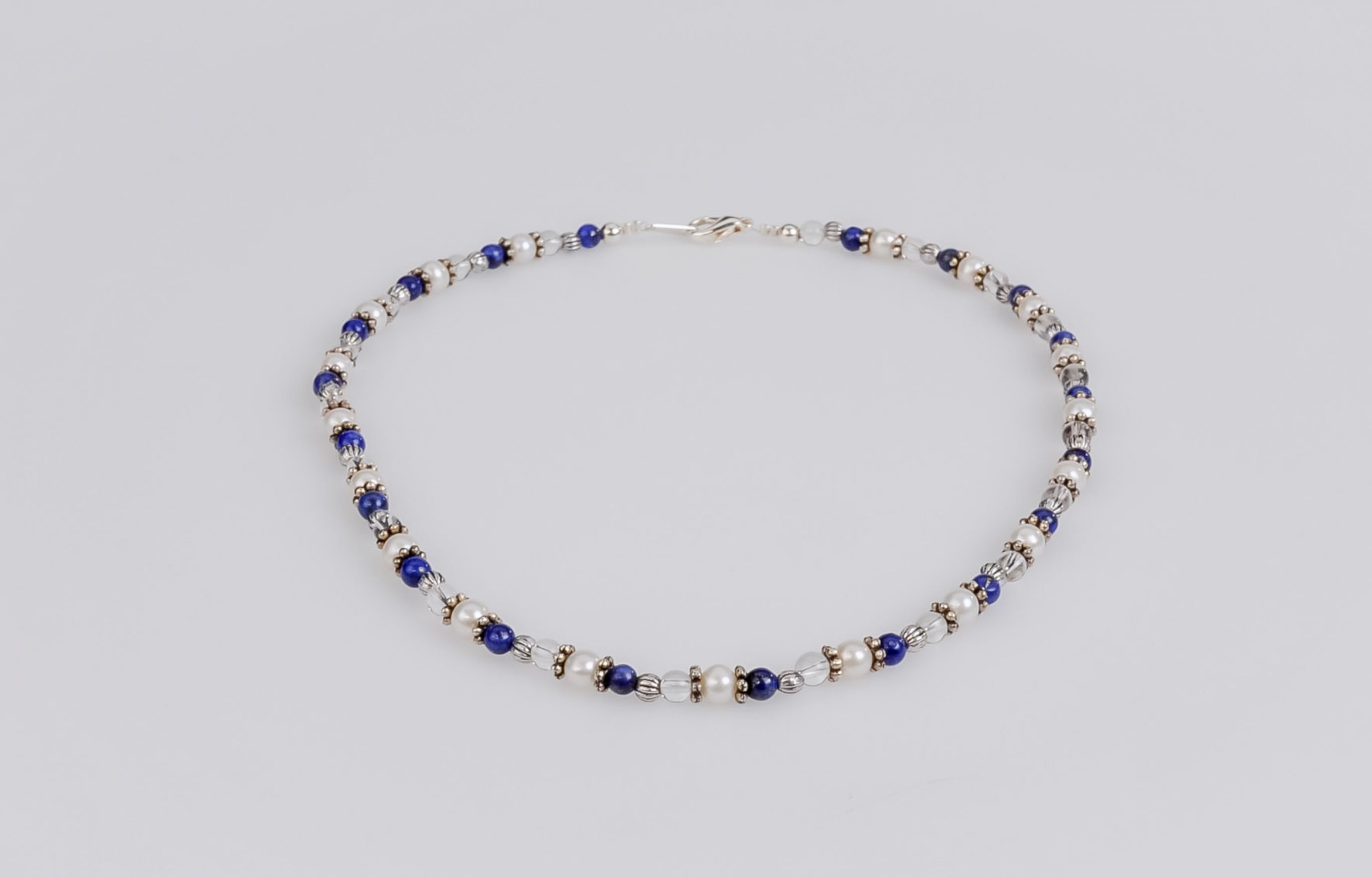 Kette Lapislazuli und Kristall