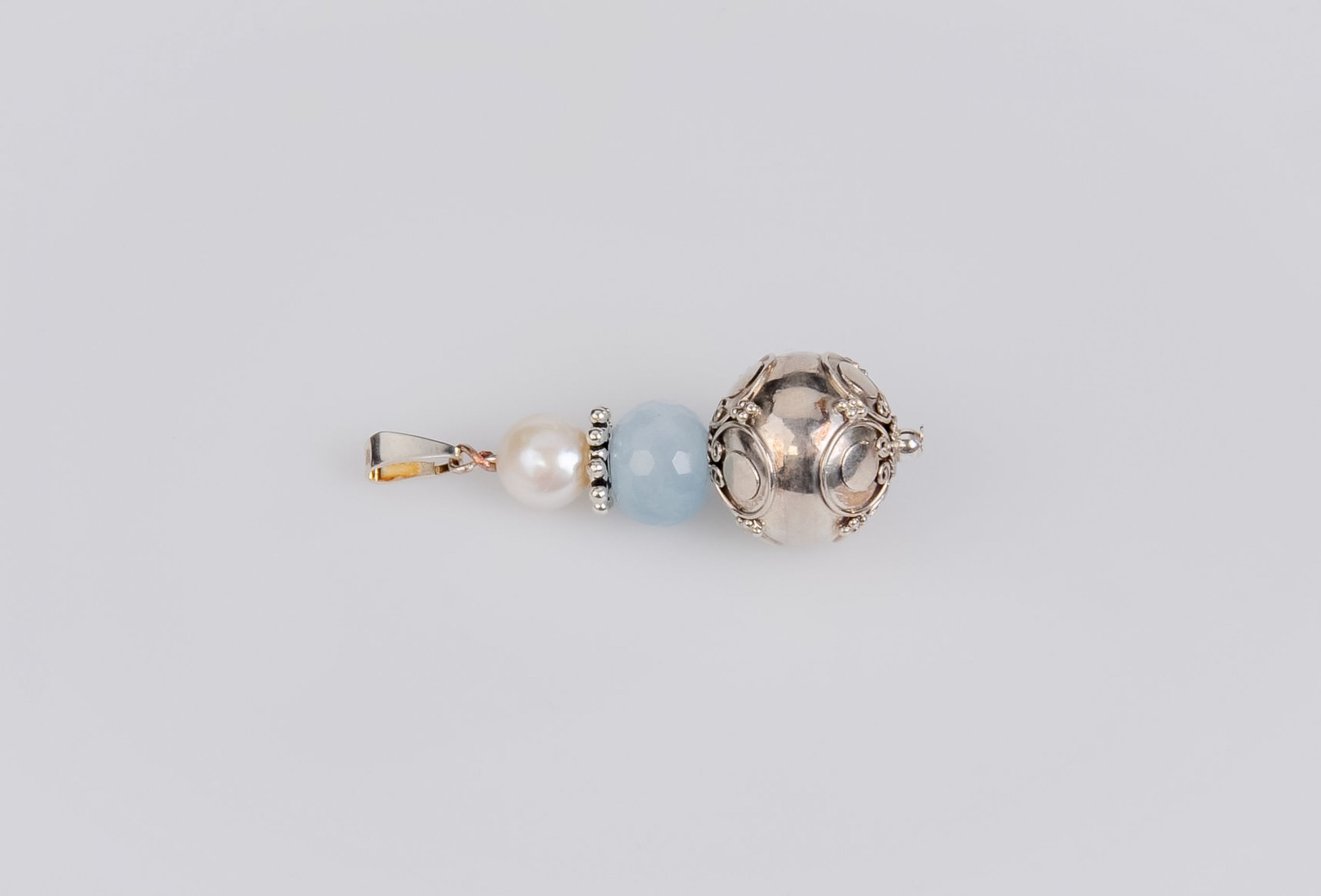 Anhänger Aquamarin und 925er Sterlingsilber-Kugel