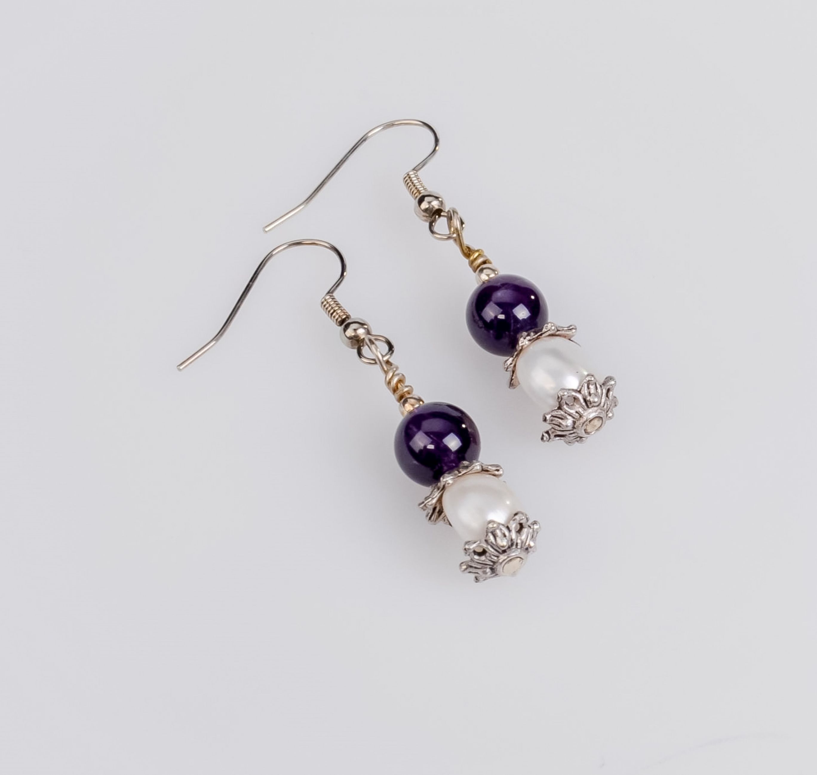 Ohrringe Amethyst und Süsswasserperle