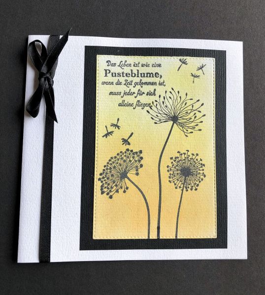 Trauerkarte Pusteblume mit Schleife