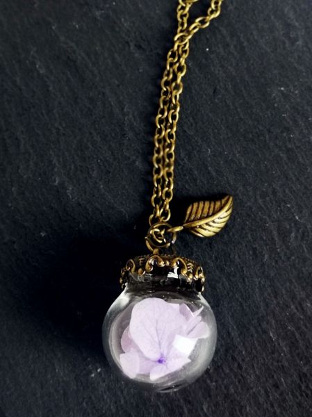 Glaskugel mit Hortensie bronze