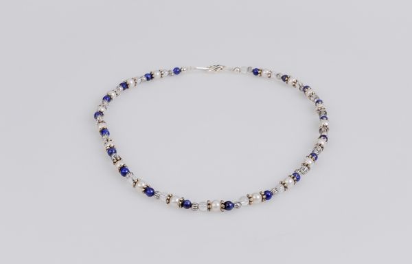 Kette Lapislazuli und Kristall