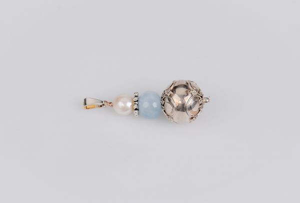 Anhänger Aquamarin und 925er Sterlingsilber-Kugel